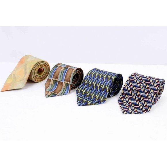 Lot of 4 - JERRY J. GARCIA Colorful Patterned Silk Ties - Picture 2 of 10